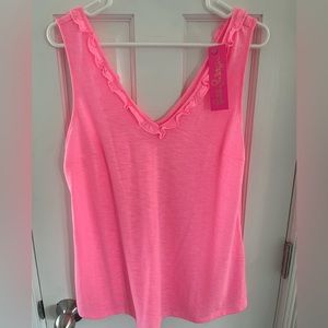 Lilly Pulitzer Gigi Ruffle Top Pink Shandy